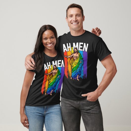 Ah Men Gay Jesus  Funny LGBTQ s Gifts Rainbow  T-shirt (Unisex)