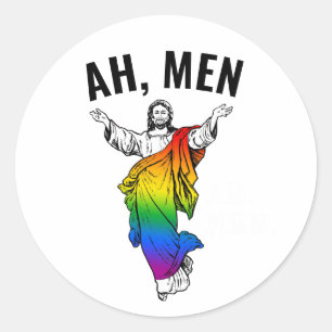 Ah Men - Grappige Jezus Meme Ronde Sticker