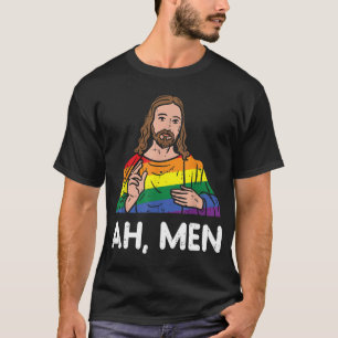 Ah Men Regenboog Homoseksueel Jezus Christen LGBT  T-shirt