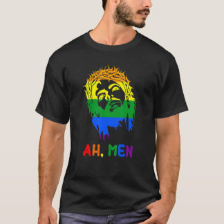 Ah Men Regenboog LGBTQ trots vlag Gay Jezus Christ T-shirt