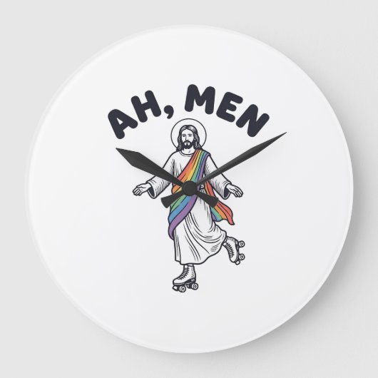 Ah Men Roller Skaten Geloofof Vector Design_1 Grote Klok (Voorkant)
