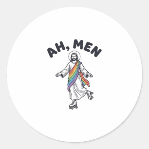Ah Men Roller Skaten Geloofof Vector Design_1 Ronde Sticker