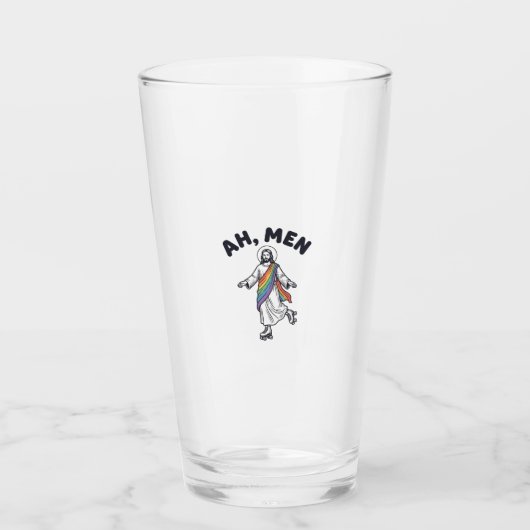 Ah Men Roller Skaten Gelovige Vector Design_1 Glas (Voorkant)