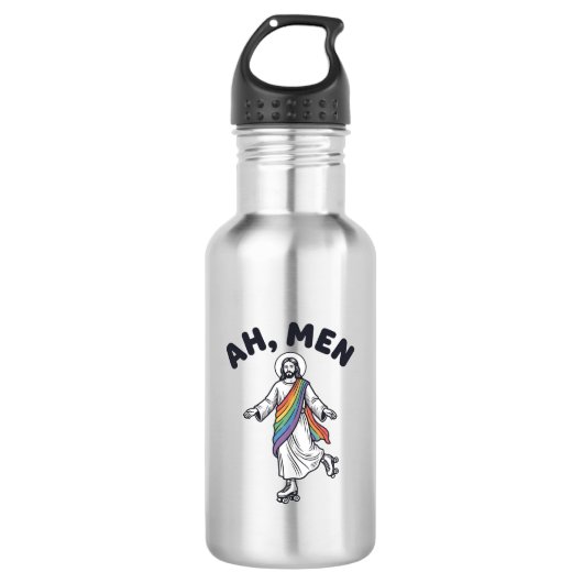 Ah Men Roller Skaten Gelovige Vector Design_1 Waterfles (Voorkant)