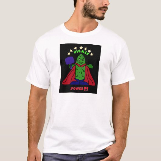 AH- Pickle Power Superheld Pickleball Cartoon T-shirt (Voorkant)