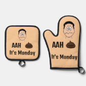 AH S &%# Het is maandag Oven Mitt & Pot Houder Ovenwant & Pannenlap Set (Voorkant)