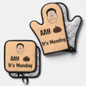 AH S &%# Het is maandag Oven Mitt & Pot Houder Ovenwant & Pannenlap Set (Voorkant / Achterkant)
