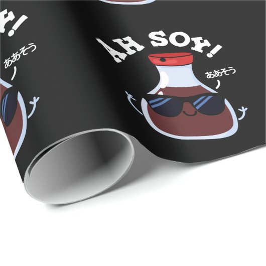 Ah Soy Funny Soy Sauce Pun Dark BG Cadeaupapier (Rol Hoek)