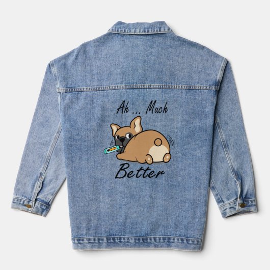 Ah veel beter, grappige bulldog liefhebbers denim jacket (Achterkant)