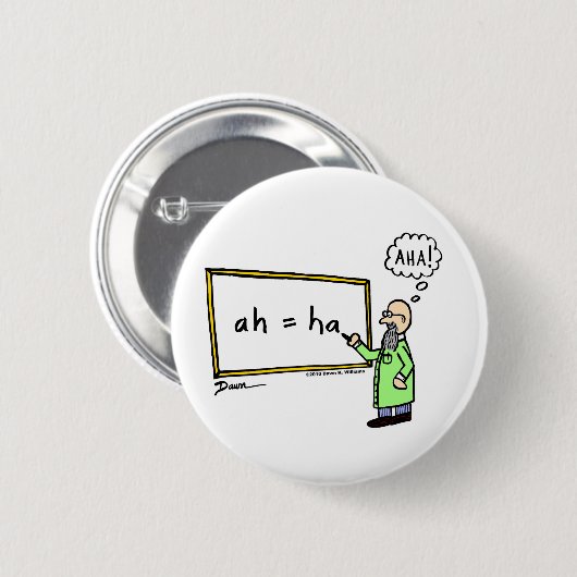 Aha! Cartoon Button (Voorkant /achterkant)