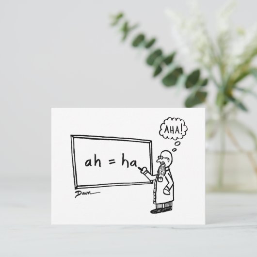 Aha! Grappige STEM Cartoon Humor Wiskunde Science  Briefkaart (Staand voorkant)