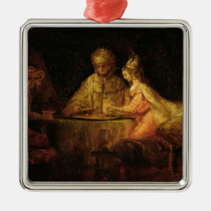 Ahasuerus, Haman en Esther, c.1660 Metalen Ornament