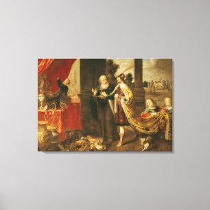 Ahasuerus toont zijn schatten aan Mordecai Canvas Afdruk
