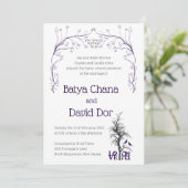 Ahava Love under Tree Jewish Wedding Invite Kaart (Staand voorkant)
