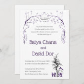 Ahava Love under Tree Jewish Wedding Invite Kaart (Voorkant / Achterkant)