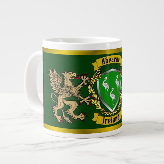 Ahearne/Aherne Irish Shield & Griffins Grote Koffiekop (Links)