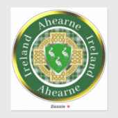 Ahearne Irish Shield & Celtic Cross gepersonalisee Sticker (Vel)