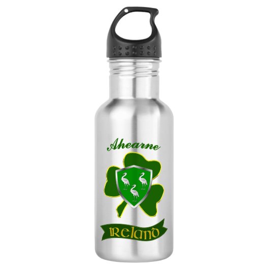 Ahearne Irish Shield & Shamrock gepersonaliseerd Waterfles (Voorkant)