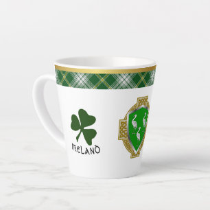Ahearne Irish Shield & Tartan gepersonaliseerd Latte Mok