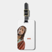 Ahem Grappige Jezus op witte achtergrond Bagagelabel (Voorkant verticaal)
