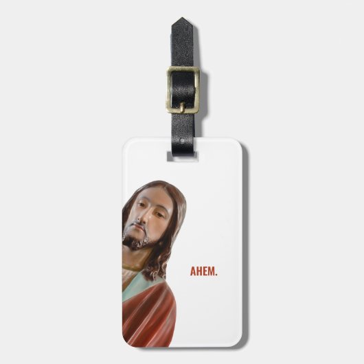 Ahem Grappige Jezus op witte achtergrond Bagagelabel (Voorkant verticaal)