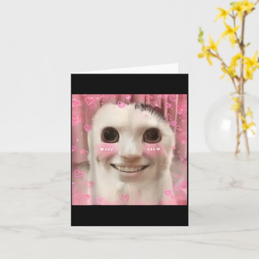 Ahh Cat Meme Dank Cursed Weirore Funny Dank Meme  Kaart (Gele Bloem)