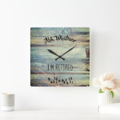 Ahh, wat ik ook ben, Rustic Barn Wood Blue Vierkante Klok (Huis)