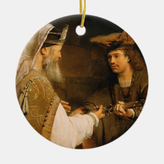 Ahimelech gaf David het zwaard van Goliath Keramisch Ornament (Voorkant)