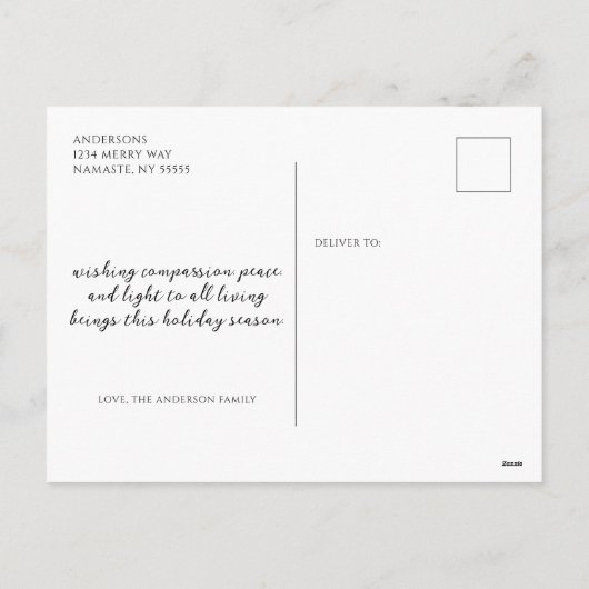 Ahimsa Feestdagenkaart (Achterkant)