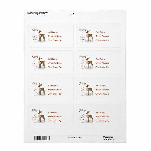 Ahimsa Holiday Reindeer Etiket (Full Sheet)
