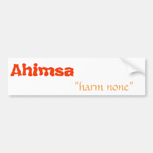 Ahimsa, "kwaad niets" bumpersticker (Voorkant)