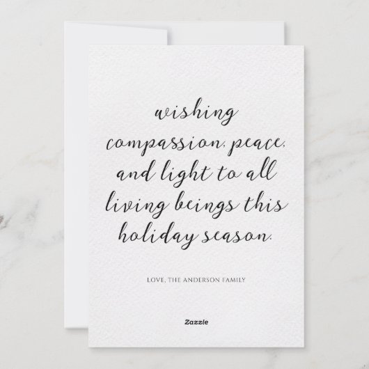 AHIMSA Mededogen Vrede Kerstmis Feestdagenkaart (Achterkant)