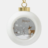 Ahimsa Reindeer Holiday Keramische Bal Ornament (Voorkant)