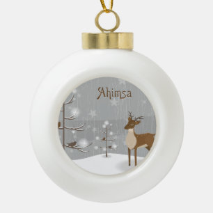 Ahimsa Reindeer Holiday Keramische Bal Ornament