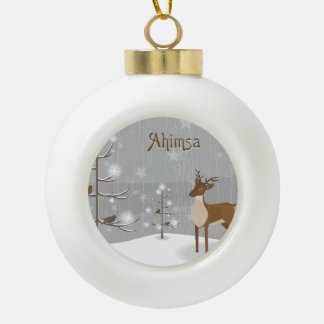 Ahimsa Reindeer Holiday Keramische Bal Ornament