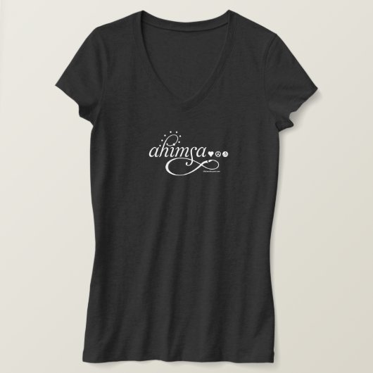 Ahimsa V-Neck Dames T-shirt (Design voorkant)