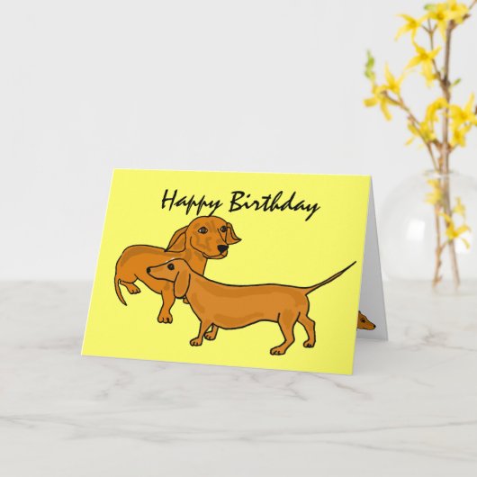 AHL- Happy Birthday Teckel Kaarten (Gele Bloem)