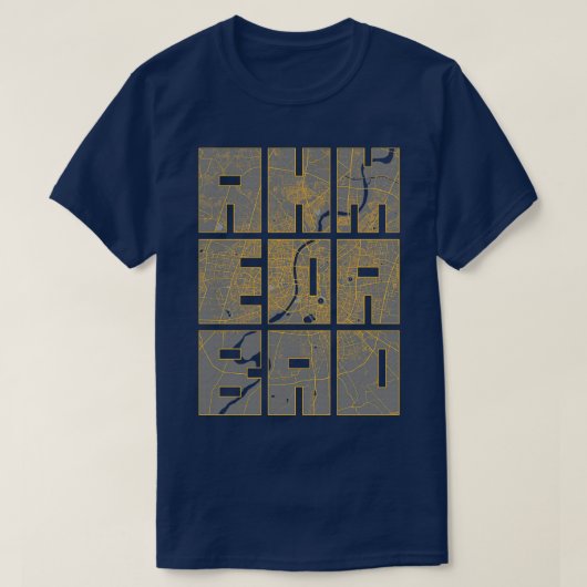 Ahmedabad Gujarat India Stadsplattegrond Typografi T-shirt (Design voorkant)