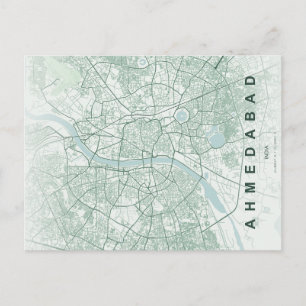 Ahmedabad India Stadskaart Minimaal Design Briefkaart