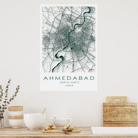 Ahmedabad Map Poster | Gujarat | India (Keuken)