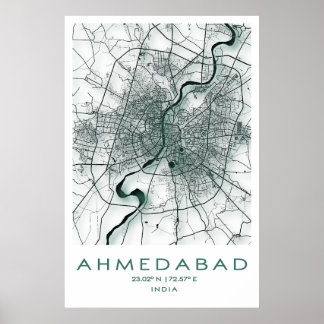 Ahmedabad Map Poster | Gujarat | India