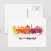 Ahmedabad skyline in waterverf briefkaart (Voorkant / Achterkant)