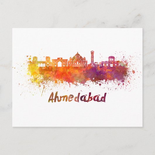 Ahmedabad skyline in waterverf briefkaart (Voorkant)