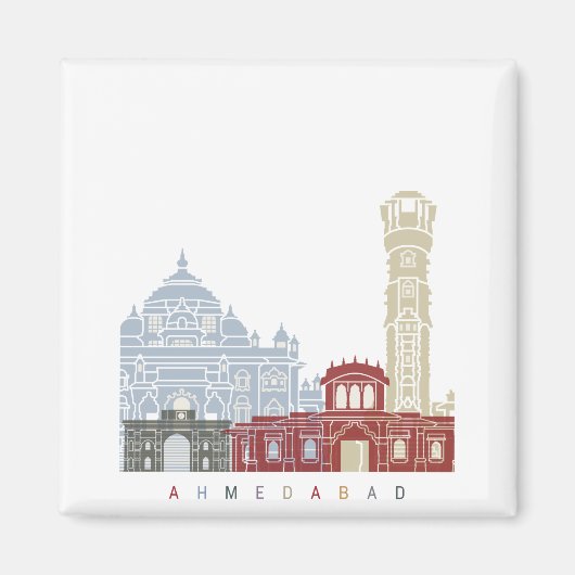 Ahmedabad skyline poster magneet (Voorkant)