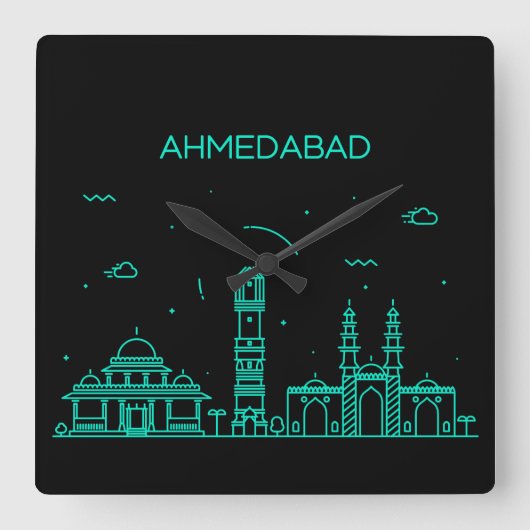 Ahmedabad skyline vierkante klok (Voorkant)