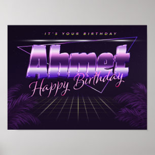 Ahmet-naam Vornaam retro Poster Geburtstag