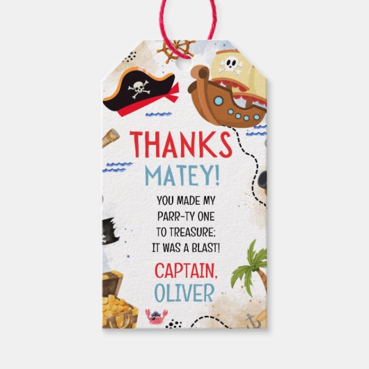 Ahoi Matroos Piraat BEDANKT MATROOS! Cadeaulabel (Voorkant)