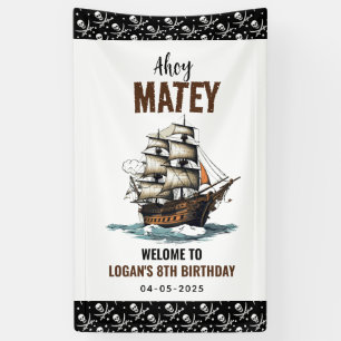 Ahoi Matrozen Piraat Partij Schip 8e Verjaardag Spandoek
