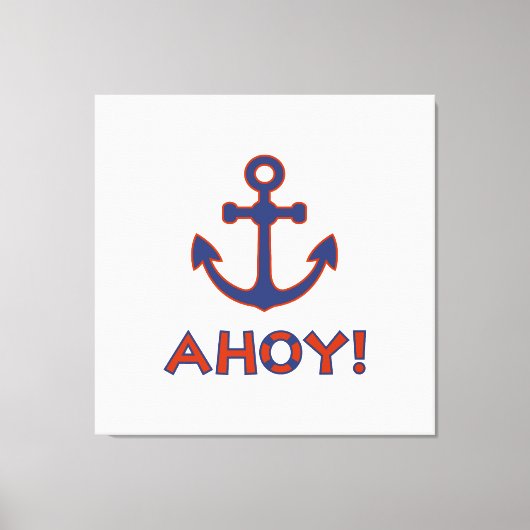 AHOJ! Boei + Ankerontwerp Rood+Blauw Canvas Afdruk (Voorkant)