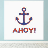 AHOJ! Boei + Ankerontwerp Rood+Blauw Canvas Afdruk (Insitu (Houten vloer))
